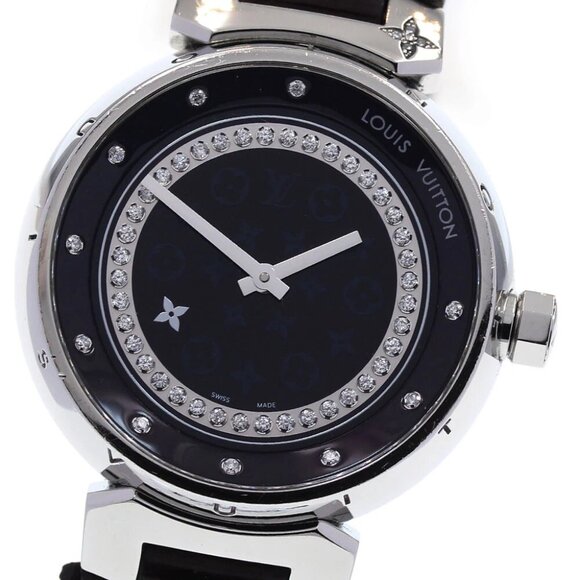 LOUIS VUITTON Tambour Disc Amarant Diamon  Diamond Quartz Ladies_834989 - Picture 1 of 7